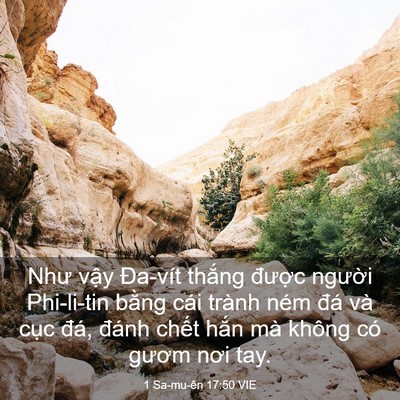 Picture 03 - 1 Sa-mu-ên 17:50 VIE - Như vậy Đa-vít thắng được người - Bible Verse Picture