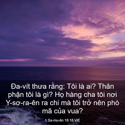 Picture 03 - 1 Sa-mu-ên 18:18 VIE - Đa-vít thưa rằng: Tôi là ai? Thân phận - Bible Verse Picture