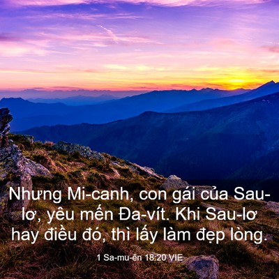 Picture 03 - 1 Sa-mu-ên 18:20 VIE - Nhưng Mi-canh, con gái của Sau-lơ, yêu - Bible Verse Picture