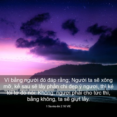 Picture 03 - 1 Sa-mu-ên 2:16 VIE - Ví bằng người đó đáp rằng; Người - Bible Verse Picture