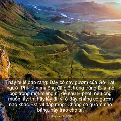 Picture 03 - 1 Sa-mu-ên 21:9 VIE - Thầy tế lễ đáp rằng: Đây có cây - Bible Verse Picture