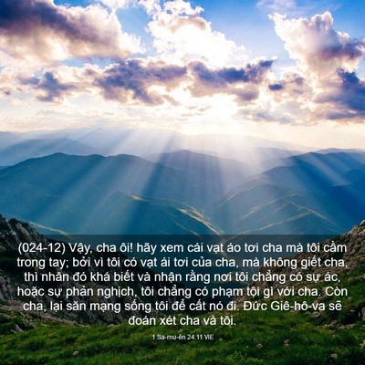 Picture 03 - 1 Sa-mu-ên 24:11 VIE - (024-12) Vậy, cha ôi! hãy xem cái vạt áo - Bible Verse Picture