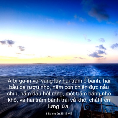 Picture 03 - 1 Sa-mu-ên 25:18 VIE - A-bi-ga-in vội vàng lấy hai trăm ổ bánh, - Bible Verse Picture