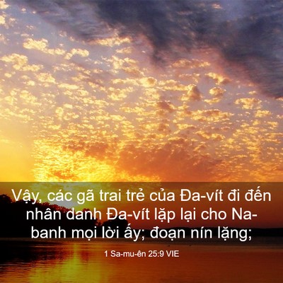 Picture 03 - 1 Sa-mu-ên 25:9 VIE - Vậy, các gã trai trẻ của Đa-vít đi - Bible Verse Picture