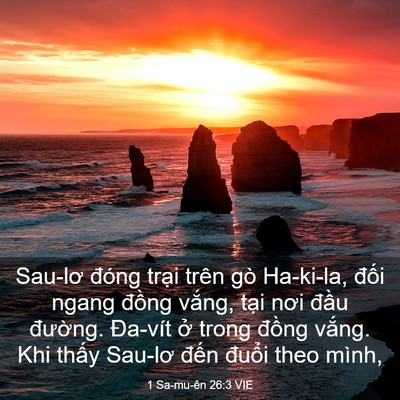 Picture 03 - 1 Sa-mu-ên 26:3 VIE - Sau-lơ đóng trại trên gò Ha-ki-la, đối - Bible Verse Picture