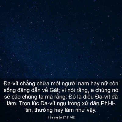 Picture 03 - 1 Sa-mu-ên 27:11 VIE - Đa-vít chẳng chừa một người nam hay - Bible Verse Picture