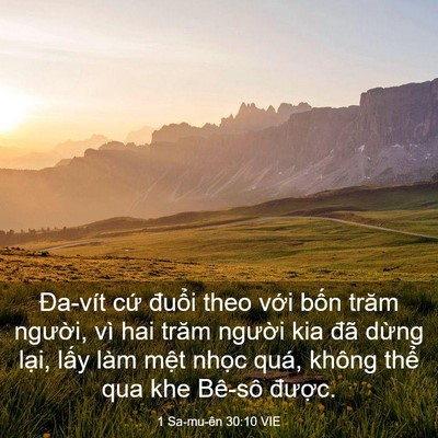 Picture 03 - 1 Sa-mu-ên 30:10 VIE - Đa-vít cứ đuổi theo với bốn trăm - Bible Verse Picture