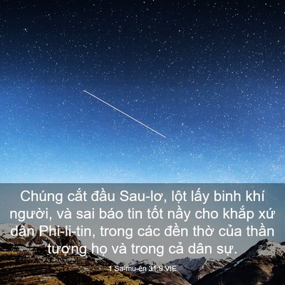 Picture 03 - 1 Sa-mu-ên 31:9 VIE - Chúng cắt đầu Sau-lơ, lột lấy binh - Bible Verse Picture