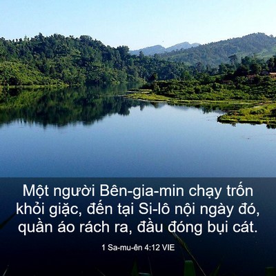 Picture 03 - 1 Sa-mu-ên 4:12 VIE - Một người Bên-gia-min chạy trốn khỏi - Bible Verse Picture