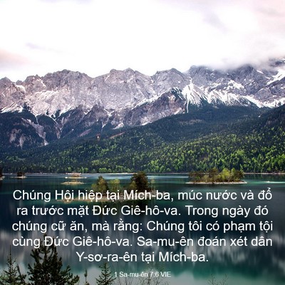 Picture 03 - 1 Sa-mu-ên 7:6 VIE - Chúng Hội hiệp tại Mích-ba, múc nước - Bible Verse Picture