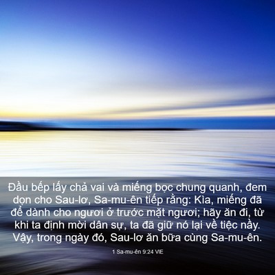 Picture 03 - 1 Sa-mu-ên 9:24 VIE - Đầu bếp lấy chả vai và miếng bọc - Bible Verse Picture