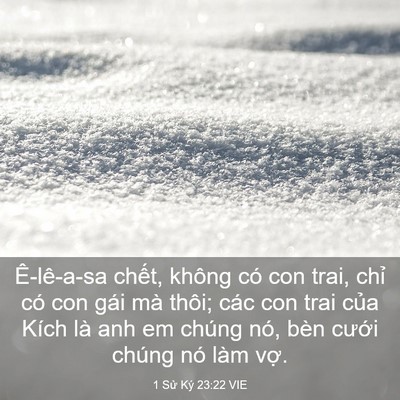Picture 03 - 1 Sử Ký 23:22 VIE - Ê-lê-a-sa chết, không có con trai, chỉ - Bible Verse Picture