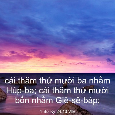 Picture 03 - 1 Sử Ký 24:13 VIE - cái thăm thứ mười ba nhằm Húp-ba; cái - Bible Verse Picture