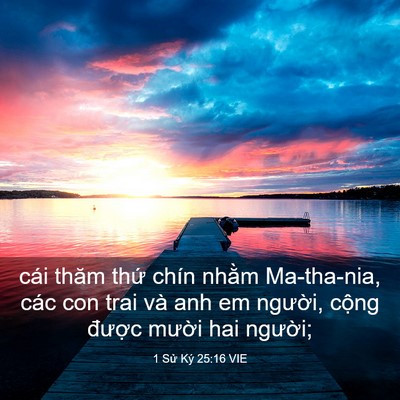 Picture 03 - 1 Sử Ký 25:16 VIE - cái thăm thứ chín nhằm Ma-tha-nia, các - Bible Verse Picture