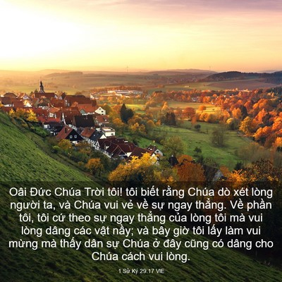 Picture 03 - 1 Sử Ký 29:17 VIE - Oâi Đức Chúa Trời tôi! tôi biết rằng - Bible Verse Picture