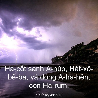 Picture 03 - 1 Sử Ký 4:8 VIE - Ha-cốt sanh A-núp, Hát-xô-bê-ba, và dòng - Bible Verse Picture