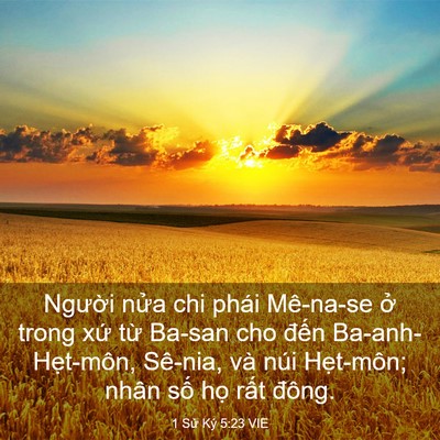 Picture 03 - 1 Sử Ký 5:23 VIE - Người nửa chi phái Mê-na-se ở trong xứ - Bible Verse Picture