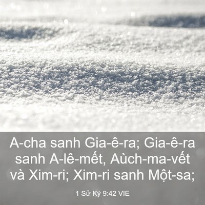 Picture 03 - 1 Sử Ký 9:42 VIE - A-cha sanh Gia-ê-ra; Gia-ê-ra sanh A-lê-mết, - Bible Verse Picture