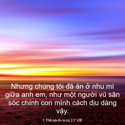 Picture 03 - 1 Thê-sa-lô-ni-ca 2:7 VIE - Nhưng chúng tôi đã ăn ở nhu mì giữa - Bible Verse Picture