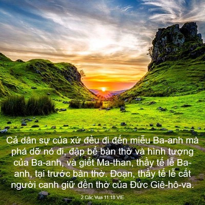 Picture 03 - 2 Các Vua 11:18 VIE - Cả dân sự của xứ đều đi đến - Bible Verse Picture