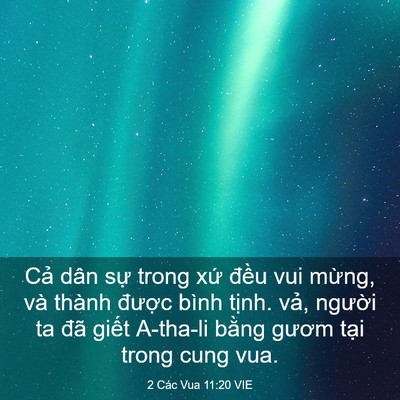 Picture 03 - 2 Các Vua 11:20 VIE - Cả dân sự trong xứ đều vui mừng, và - Bible Verse Picture
