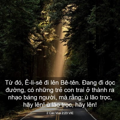 Picture 03 - 2 Các Vua 2:23 VIE - Từ đó, Ê-li-sê đi lên Bê-tên. Đang đi - Bible Verse Picture