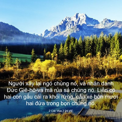 Picture 03 - 2 Các Vua 2:24 VIE - Người xây lại ngó chúng nó, và nhân - Bible Verse Picture