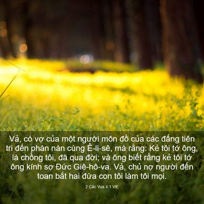 Picture 03 - 2 Các Vua 4:1 VIE - Vả, có vợ của một người môn đồ - Bible Verse Picture