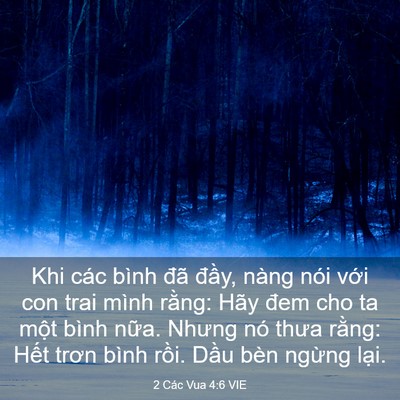 Picture 03 - 2 Các Vua 4:6 VIE - Khi các bình đã đầy, nàng nói với con - Bible Verse Picture