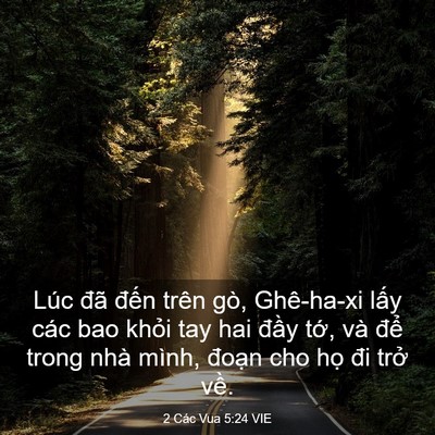 Picture 03 - 2 Các Vua 5:24 VIE - Lúc đã đến trên gò, Ghê-ha-xi lấy các - Bible Verse Picture