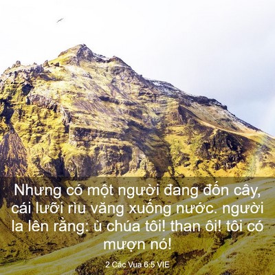 Picture 03 - 2 Các Vua 6:5 VIE - Nhưng có một người đang đốn cây, cái - Bible Verse Picture