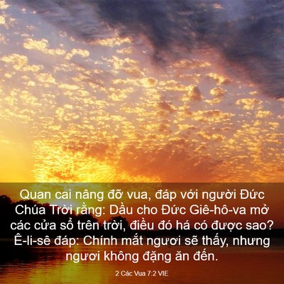 Picture 03 - 2 Các Vua 7:2 VIE - Quan cai nâng đỡ vua, đáp với người - Bible Verse Picture