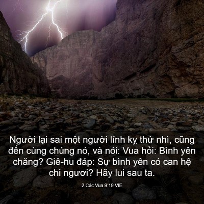 Picture 03 - 2 Các Vua 9:19 VIE - Người lại sai một người lính kỵ - Bible Verse Picture