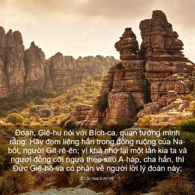 Picture 03 - 2 Các Vua 9:25 VIE - Đoạn, Giê-hu nói với Bích-ca, quan - Bible Verse Picture