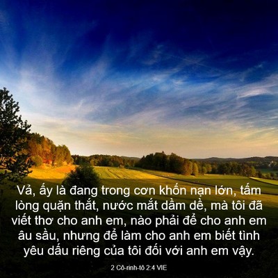 Picture 03 - 2 Cô-rinh-tô 2:4 VIE - Vả, ấy là đang trong cơn khốn nạn - Bible Verse Picture
