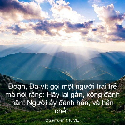 Picture 03 - 2 Sa-mu-ên 1:16 VIE - Đoạn, Đa-vít gọi một người trai trẻ - Bible Verse Picture