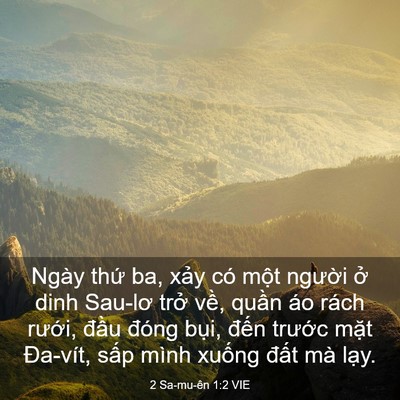 Picture 03 - 2 Sa-mu-ên 1:2 VIE - Ngày thứ ba, xảy có một người ở dinh - Bible Verse Picture