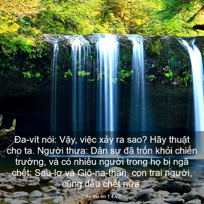 Picture 03 - 2 Sa-mu-ên 1:4 VIE - Đa-vít nói: Vậy, việc xảy ra sao? Hãy - Bible Verse Picture