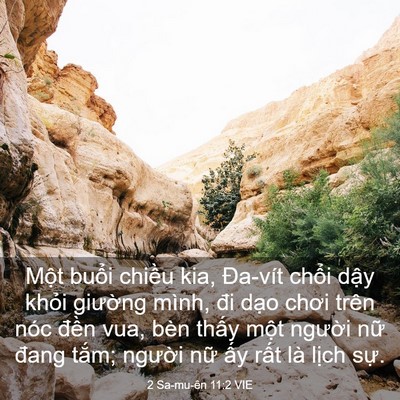 Picture 03 - 2 Sa-mu-ên 11:2 VIE - Một buổi chiều kia, Đa-vít chổi dậy - Bible Verse Picture