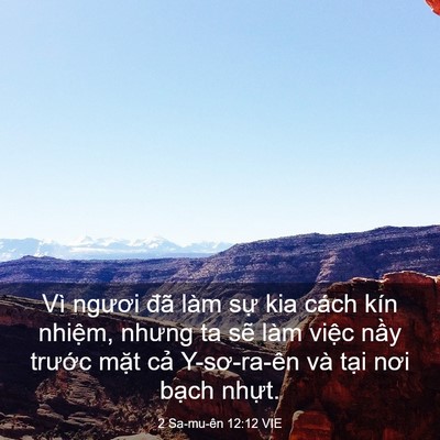 Picture 03 - 2 Sa-mu-ên 12:12 VIE - Vì ngươi đã làm sự kia cách kín - Bible Verse Picture