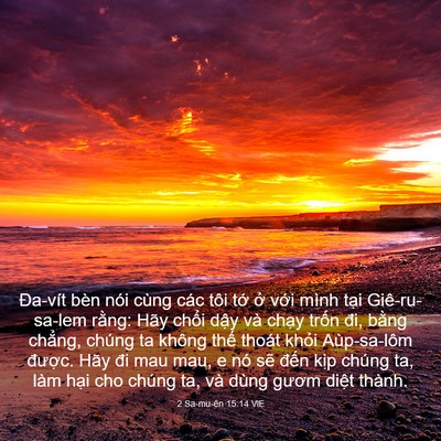 Picture 03 - 2 Sa-mu-ên 15:14 VIE - Đa-vít bèn nói cùng các tôi tớ ở với - Bible Verse Picture