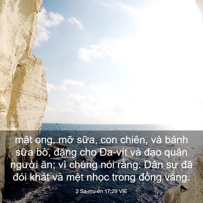 Picture 03 - 2 Sa-mu-ên 17:29 VIE - mật ong, mỡ sữa, con chiên, và bánh - Bible Verse Picture