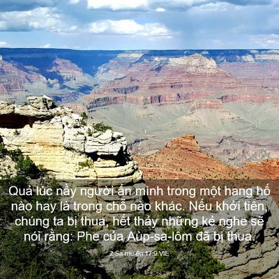 Picture 03 - 2 Sa-mu-ên 17:9 VIE - Quả lúc nầy người ẩn mình trong một - Bible Verse Picture