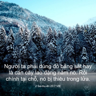 Picture 03 - 2 Sa-mu-ên 23:7 VIE - Người ta phải dùng đồ bằng sắt hay - Bible Verse Picture