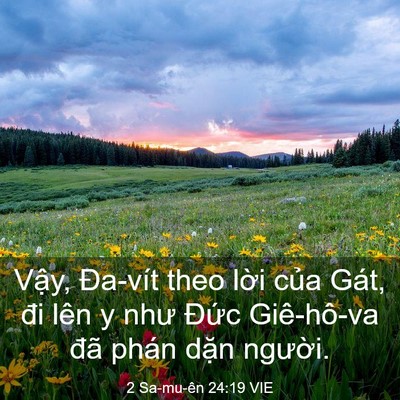 Picture 03 - 2 Sa-mu-ên 24:19 VIE - Vậy, Đa-vít theo lời của Gát, đi lên y - Bible Verse Picture