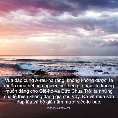 Picture 03 - 2 Sa-mu-ên 24:24 VIE - Vua đáp cùng A-rau-na rằng: không không - Bible Verse Picture