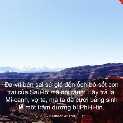 Picture 03 - 2 Sa-mu-ên 3:14 VIE - Đa-vít bèn sai sứ giả đến - Bible Verse Picture