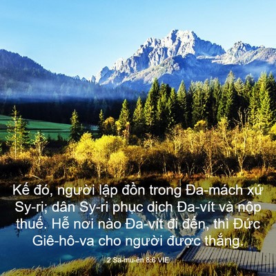 Picture 03 - 2 Sa-mu-ên 8:6 VIE - Kế đó, người lập đồn trong Đa-mách - Bible Verse Picture