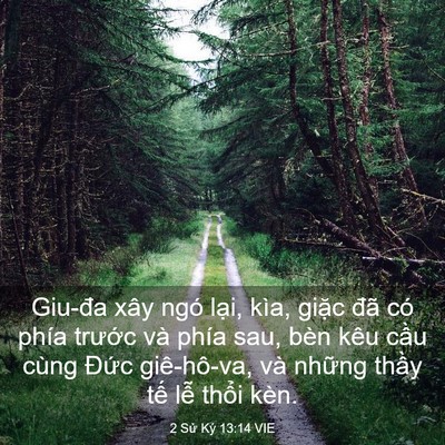 Picture 03 - 2 Sử Ký 13:14 VIE - Giu-đa xây ngó lại, kìa, giặc đã có - Bible Verse Picture