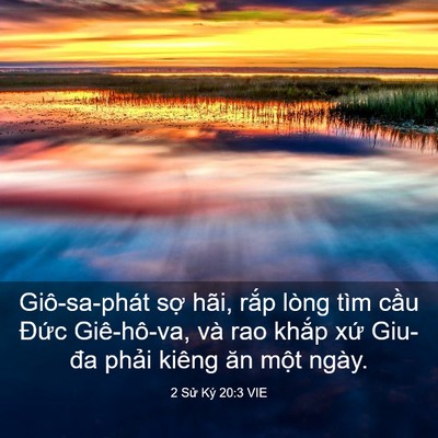 Picture 03 - 2 Sử Ký 20:3 VIE - Giô-sa-phát sợ hãi, rắp lòng tìm cầu - Bible Verse Picture
